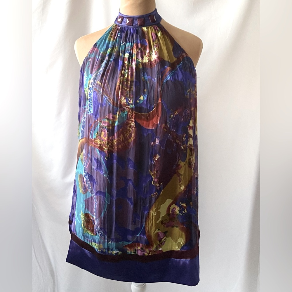 Love and Love Sleeveless Burnout Floral Print Trapeze Vintage /y2k Dress Size S